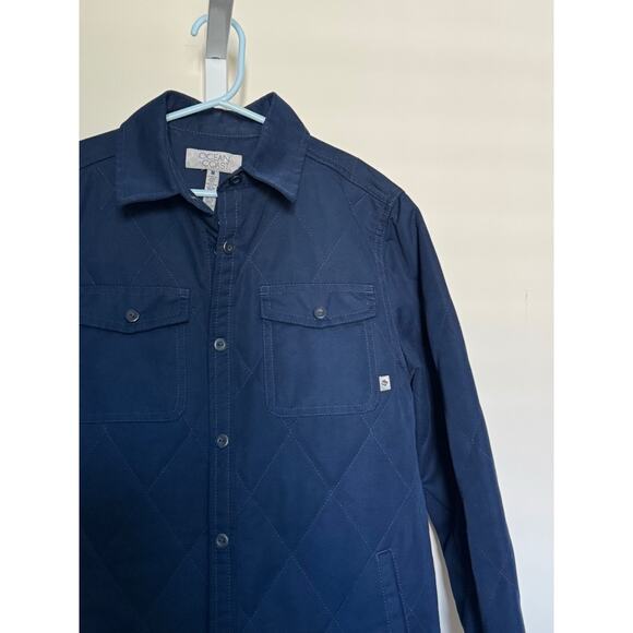 Boys Chore Coat Button Up Quilted Light Weight Size M 8 Navy Blue Ocean Coast - Picture 2 of 4